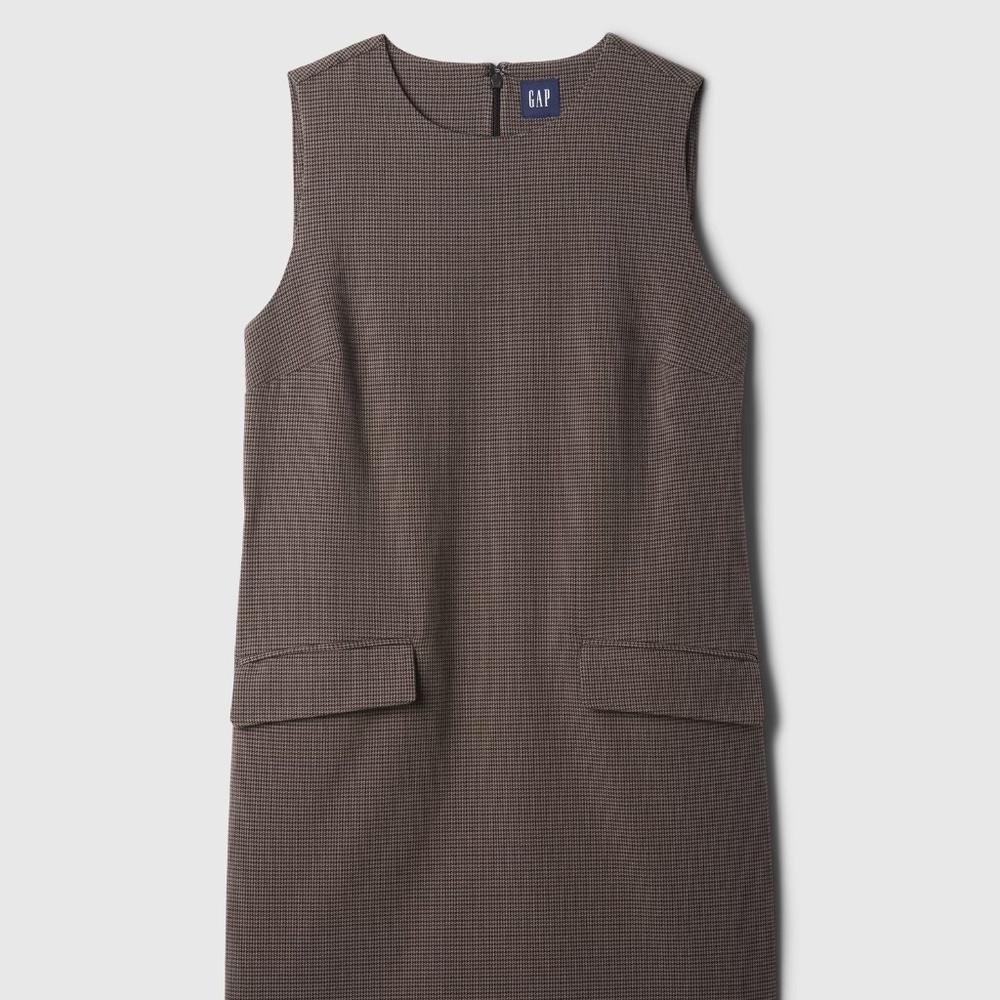 Brown Houndstooth Shift Dress